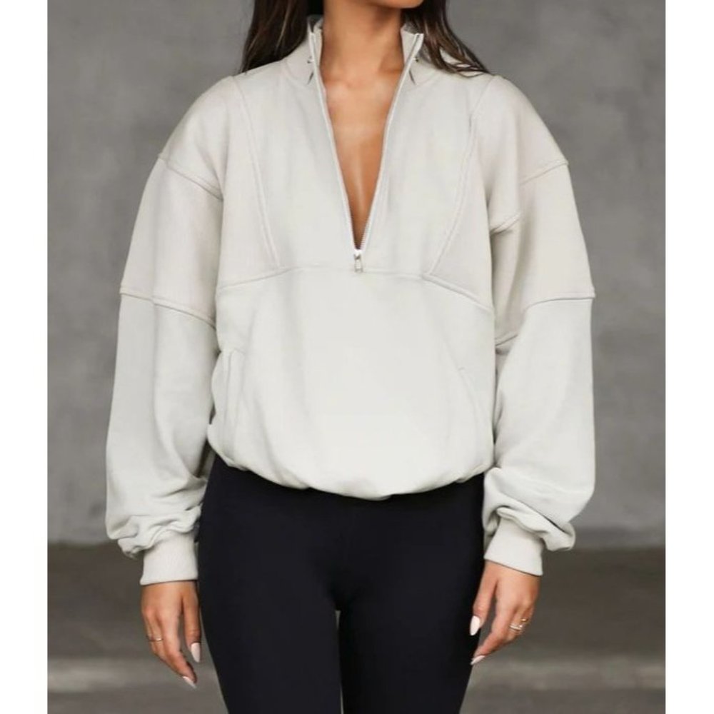 Joah Brown Retro Half Zip in Sahara French Terry - Picture 12 of 12